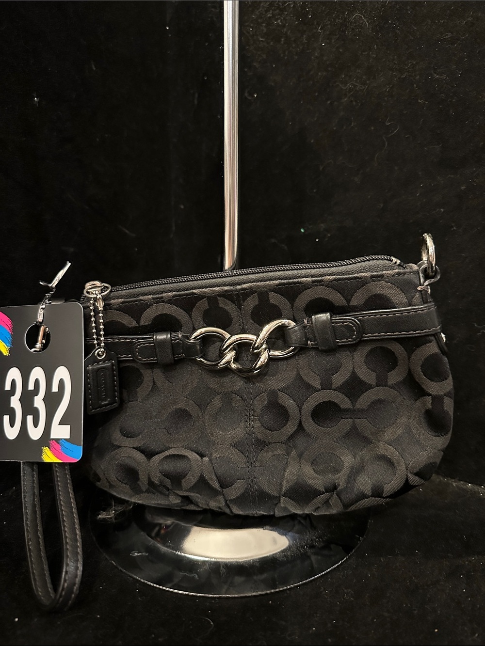Coach#332 Brooke Op Art  Signature Sateen  Wristlet